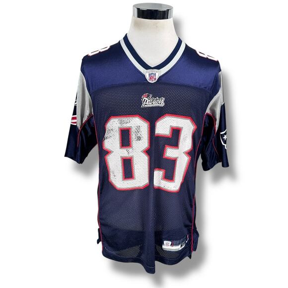 Reebok NFL New England Patriots Wes Welker #83 Jersey Men’s Medium Blue V-Neck - Picture 1 of 12